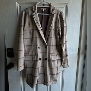 Maurices Beige Plaid Double-Breasted Jacket